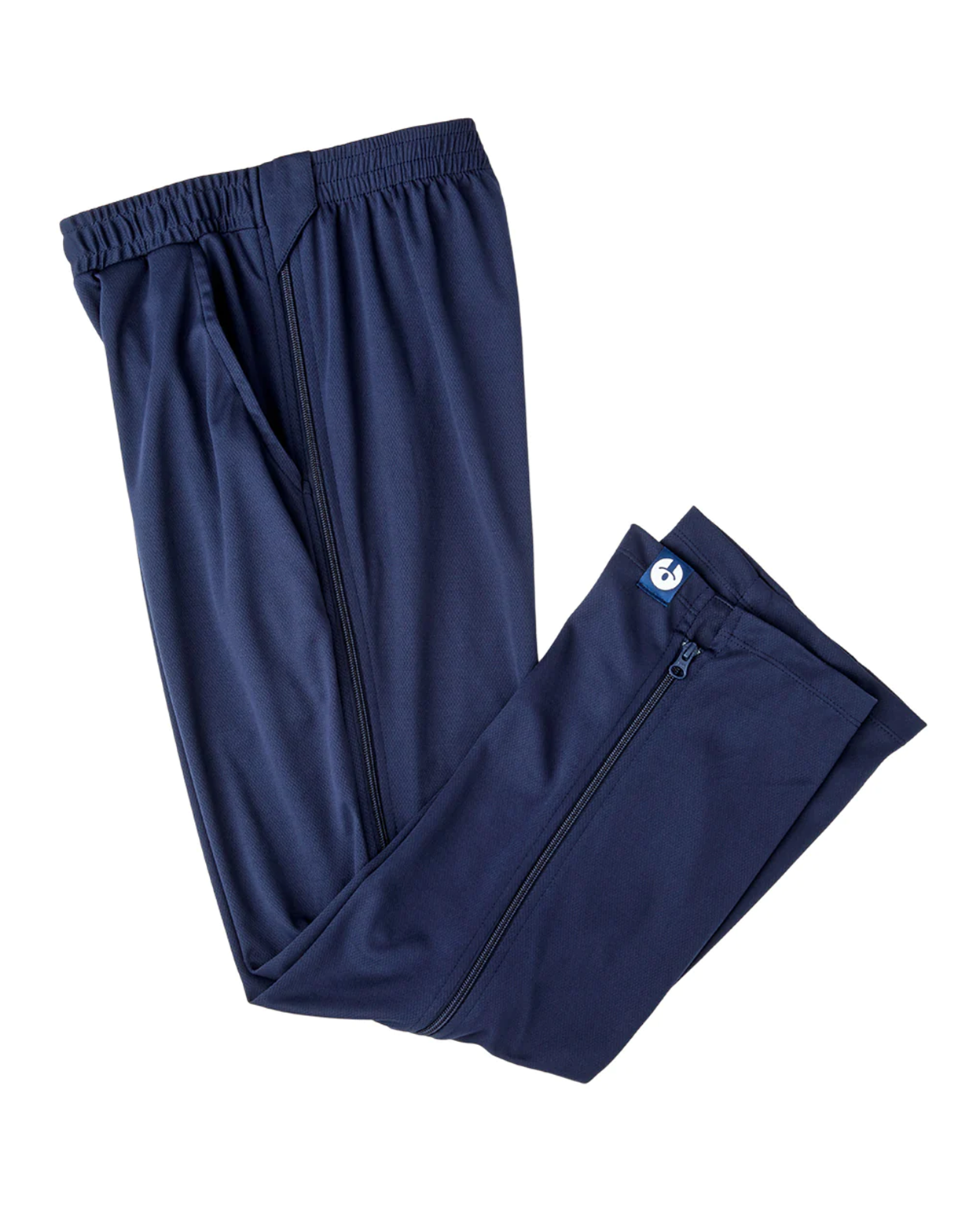 Adaptive elastic waist pants with pockets and decorative zipper